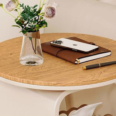 Contemporary Creative Glass Solid Wood Iron Irregular Oval Mobile Side Table 3-Tier For Living Room