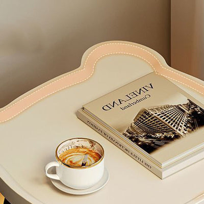 Contemporary Creative Wood Board Iron Bear-Shaped Arch Mobile Side Table 3-Tier For Living Room