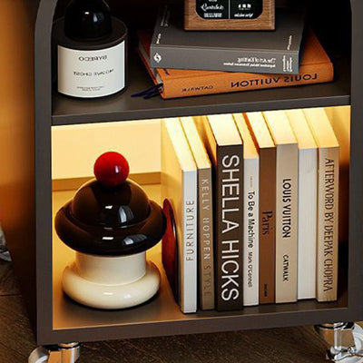 Contemporary Creative Wood Board Iron Bear-Shaped Arch Mobile Side Table 3-Tier For Living Room