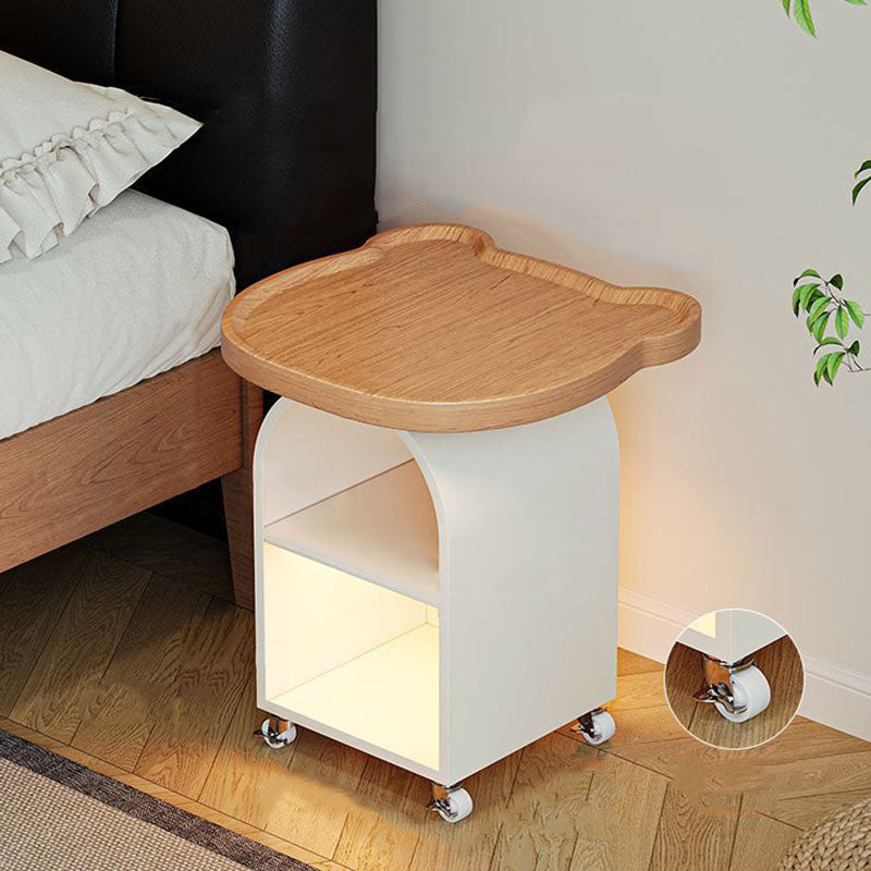 Contemporary Creative Wood Board Iron Bear-Shaped Arch Mobile Side Table 3-Tier For Living Room