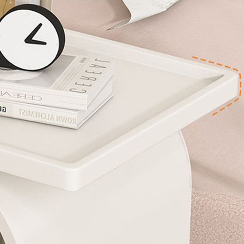 Contemporary Creative Wood Board Stainless Steel Mobile Curved Rectangular Side Table 3-Tier For Living Room