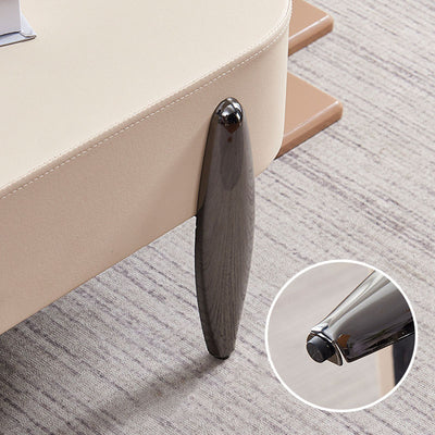 Contemporary Scandinavian Carbon Steel Sintered Stone Tempered Glass Faux Leather Round Square Side Table 1-Tier For Living Room