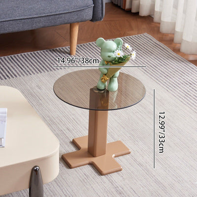 Contemporary Scandinavian Carbon Steel Sintered Stone Tempered Glass Faux Leather Round Square Side Table 1-Tier For Living Room