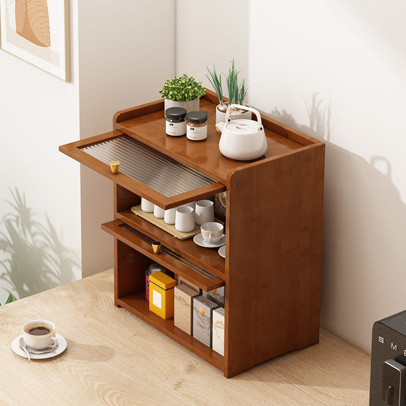 Traditional Chinese Bamboo Acrylic Rectangular Storage Cabinet 2/3/4-Tier For Living Room