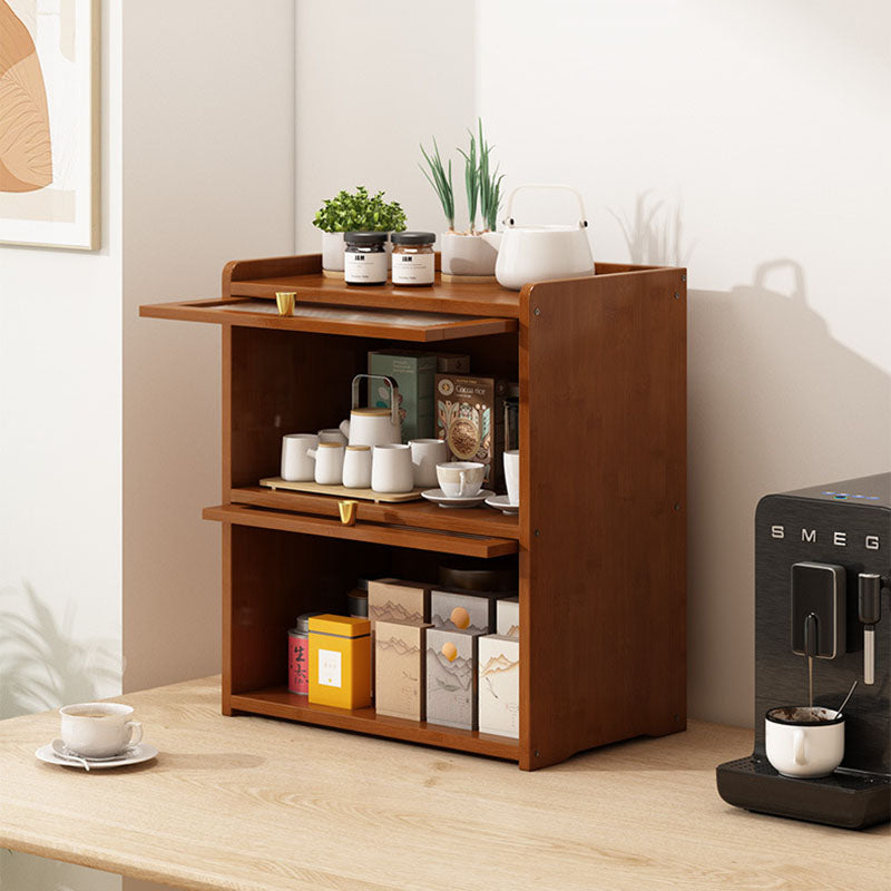 Traditional Chinese Bamboo Acrylic Rectangular Storage Cabinet 2/3/4-Tier For Living Room