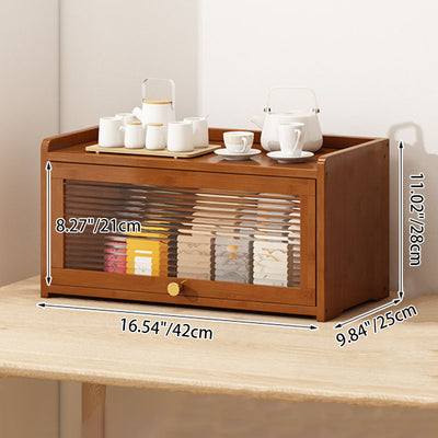 Traditional Chinese Bamboo Acrylic Rectangular Storage Cabinet 2/3/4-Tier For Living Room