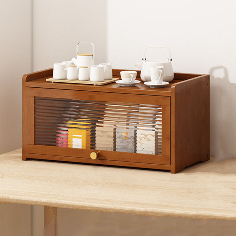 Traditional Chinese Bamboo Acrylic Rectangular Storage Cabinet 2/3/4-Tier For Living Room