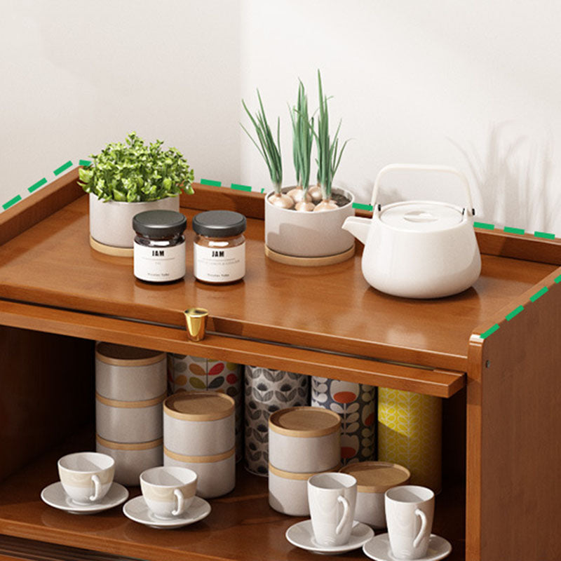 Traditional Chinese Bamboo Acrylic Rectangular Storage Cabinet 2/3/4-Tier For Living Room