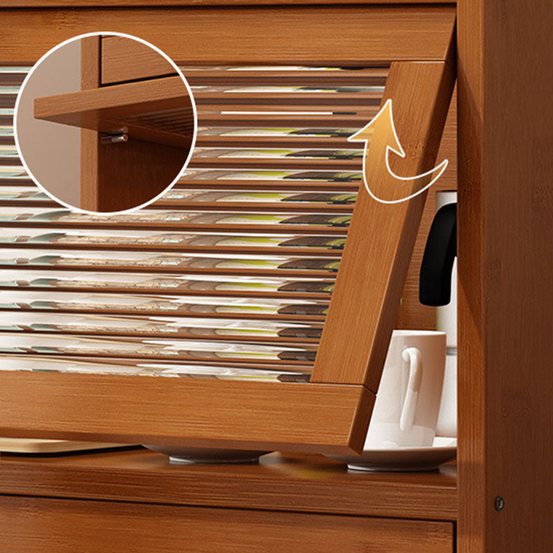 Traditional Chinese Bamboo Acrylic Rectangular Storage Cabinet 2/3/4-Tier For Living Room