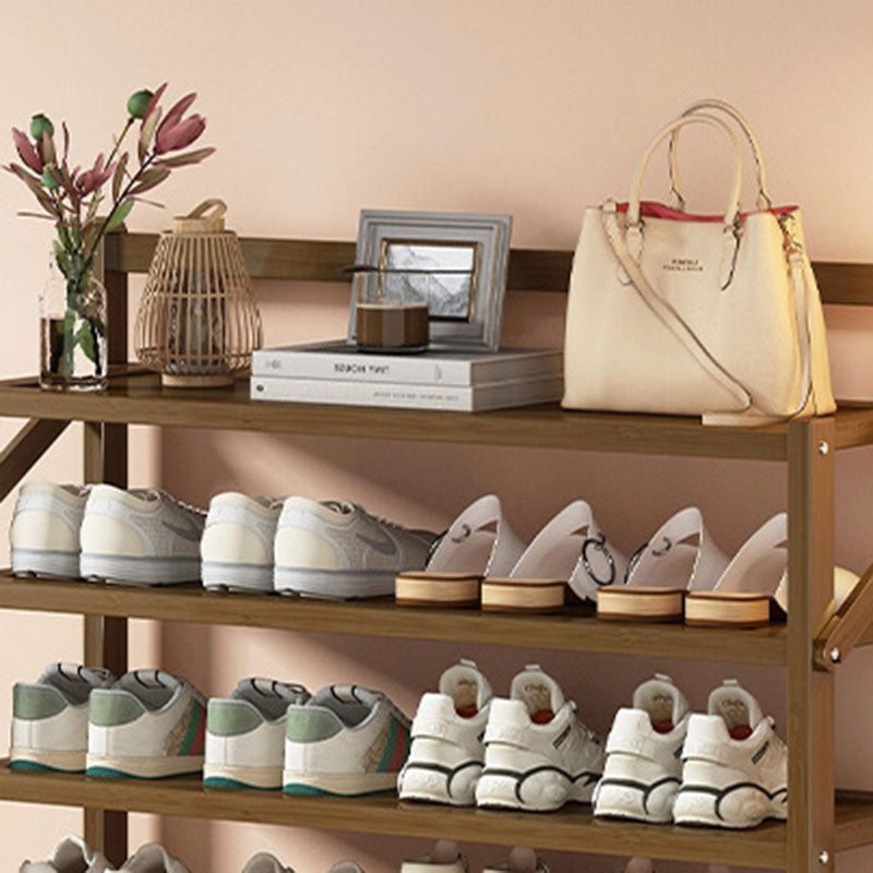 Modern Minimalist Bamboo Rectangular Shoe Storage 6-Shelves For Living Room