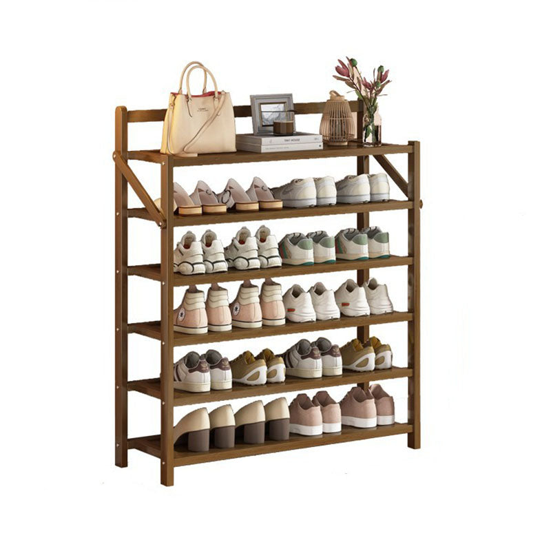 Modern Minimalist Bamboo Rectangular Shoe Storage 6-Shelves For Living Room