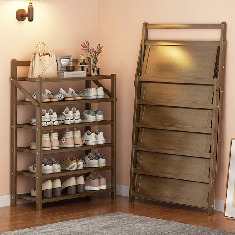 Modern Minimalist Bamboo Rectangular Shoe Storage 6-Shelves For Living Room