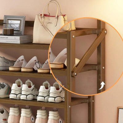 Modern Minimalist Bamboo Rectangular Shoe Storage 6-Shelves For Living Room