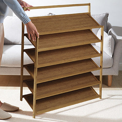 Modern Minimalist Bamboo Rectangular Shoe Storage 6-Shelves For Living Room