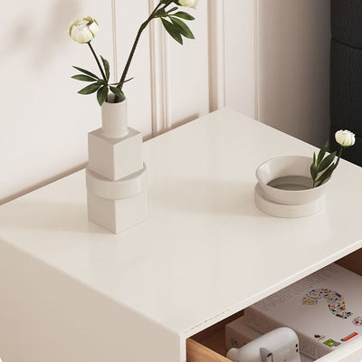 Traditional French Wood Panel Solid Wood Stainless Steel Ball-Shaped Square Nightstand With 2 Drawers For Bedroom