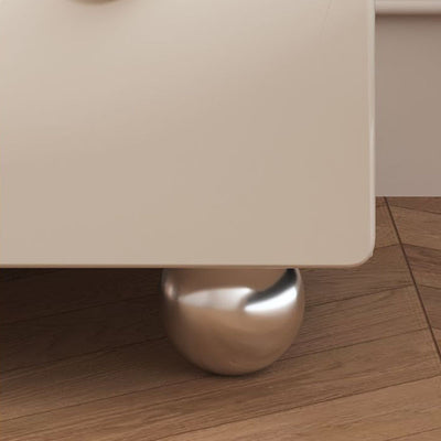 Traditional French Wood Panel Solid Wood Stainless Steel Ball-Shaped Square Nightstand With 2 Drawers For Bedroom