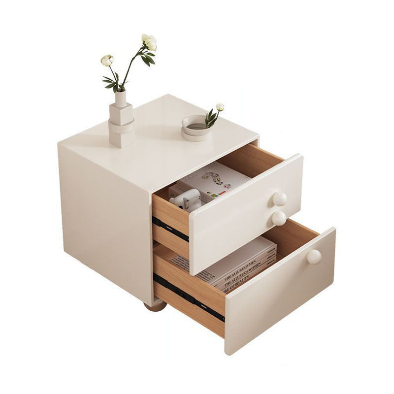 Traditional French Wood Panel Solid Wood Stainless Steel Ball-Shaped Square Nightstand With 2 Drawers For Bedroom