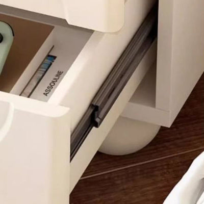 Traditional French Solid Wood Particle Board Clover Panel Square Nightstand 2-Drawer For Bedroom