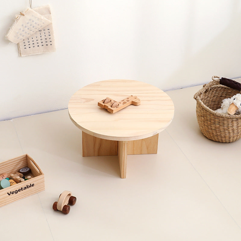 Modern Minimalist Pine Wood Round Oval Coffee Table 1-Tier For Living Room