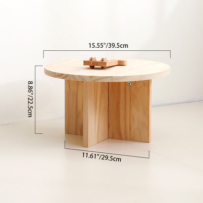 Modern Minimalist Pine Wood Round Oval Coffee Table 1-Tier For Living Room