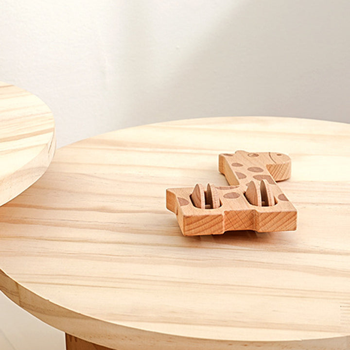 Modern Minimalist Pine Wood Round Oval Coffee Table 1-Tier For Living Room
