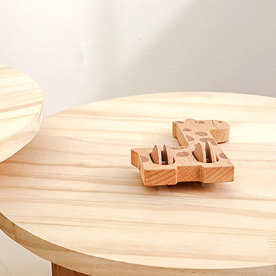 Modern Minimalist Pine Wood Round Oval Coffee Table 1-Tier For Living Room