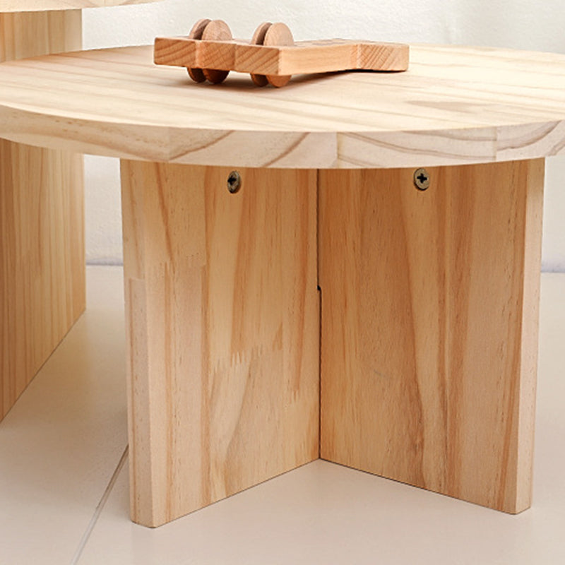 Modern Minimalist Pine Wood Round Oval Coffee Table 1-Tier For Living Room