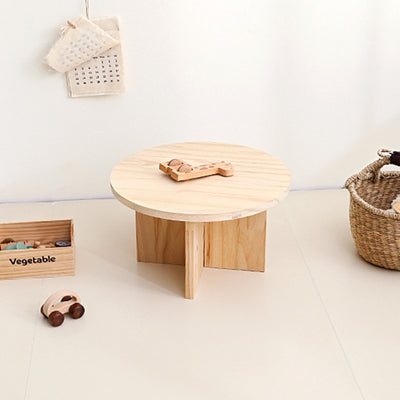 Modern Minimalist Pine Wood Round Oval Coffee Table 1-Tier For Living Room