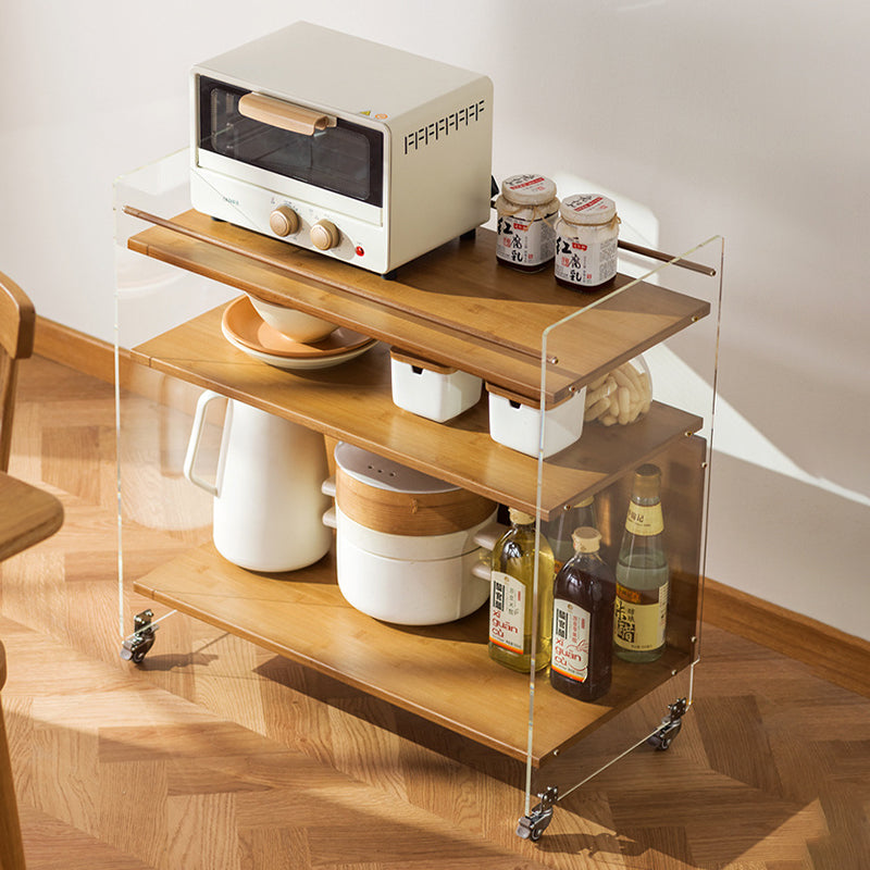 Contemporary Creative Acrylic Bamboo Mobile Rectangular Side Table 3-Tier For Living Room