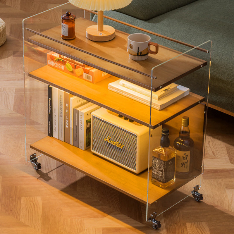 Contemporary Creative Acrylic Bamboo Mobile Rectangular Side Table 3-Tier For Living Room