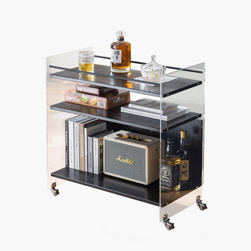 Contemporary Creative Acrylic Bamboo Mobile Rectangular Side Table 3-Tier For Living Room