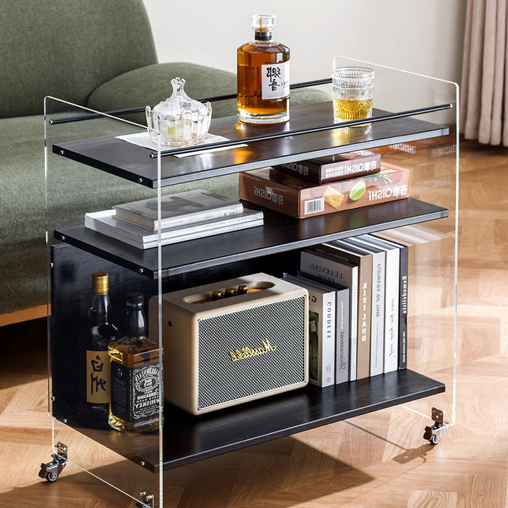 Contemporary Creative Acrylic Bamboo Mobile Rectangular Side Table 3-Tier For Living Room