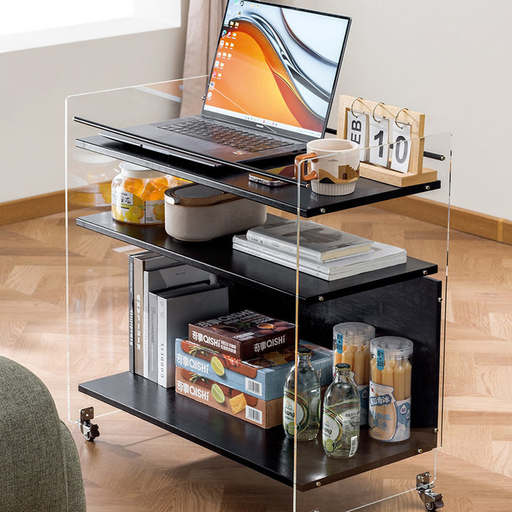 Contemporary Creative Acrylic Bamboo Mobile Rectangular Side Table 3-Tier For Living Room