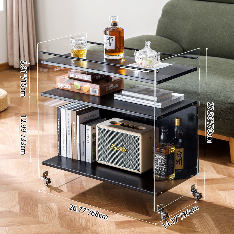 Contemporary Creative Acrylic Bamboo Mobile Rectangular Side Table 3-Tier For Living Room