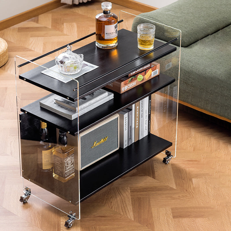 Contemporary Creative Acrylic Bamboo Mobile Rectangular Side Table 3-Tier For Living Room