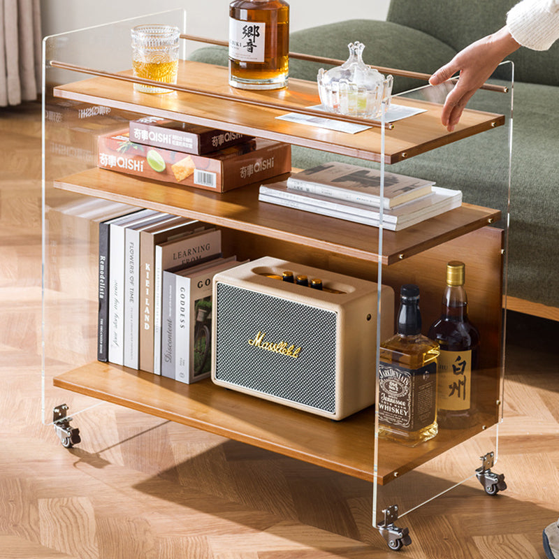 Contemporary Creative Acrylic Bamboo Mobile Rectangular Side Table 3-Tier For Living Room