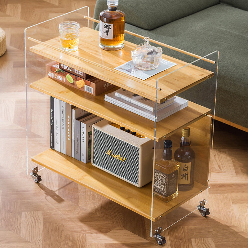 Contemporary Creative Acrylic Bamboo Mobile Rectangular Side Table 3-Tier For Living Room