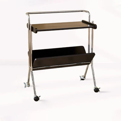 Contemporary Creative Solid Wood Stainless Steel V-Shaped Mobile Side Table 2-Tier For Living Room
