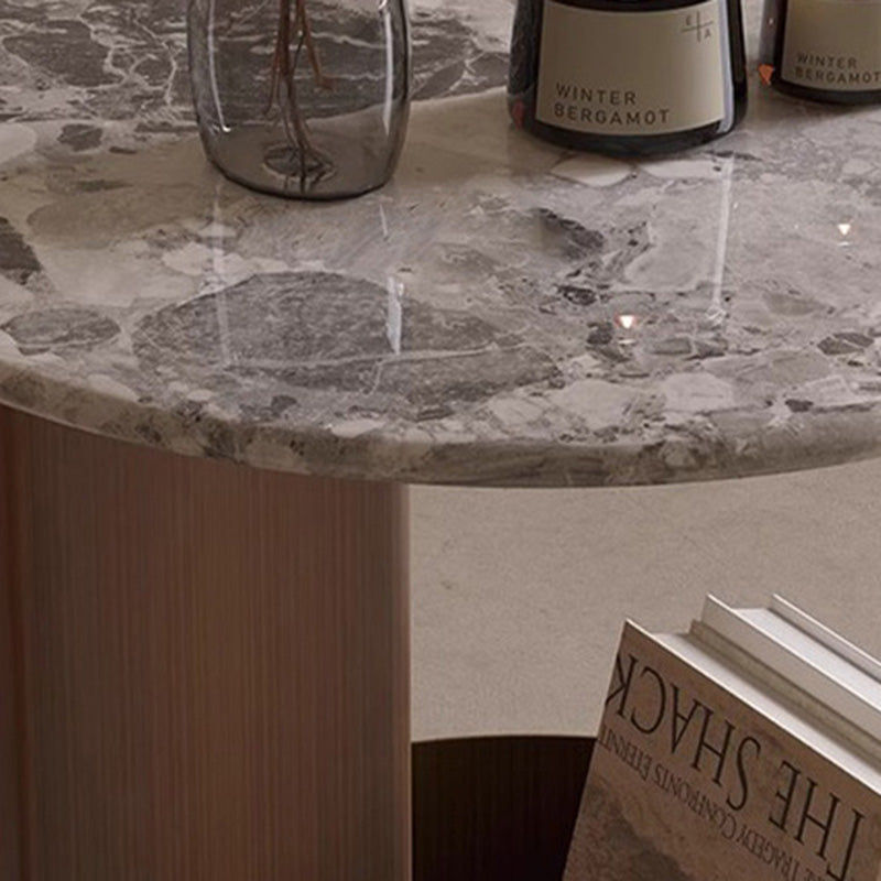 Traditional Chinese Marble Metal Round Rectangular End Table 1-Tier For Living Room