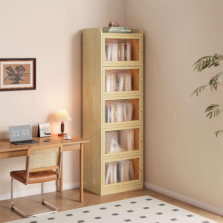 Modern Minimalist Solid Wood Acrylic Rectangular Storage Cabinet 6-Tier For Living Room