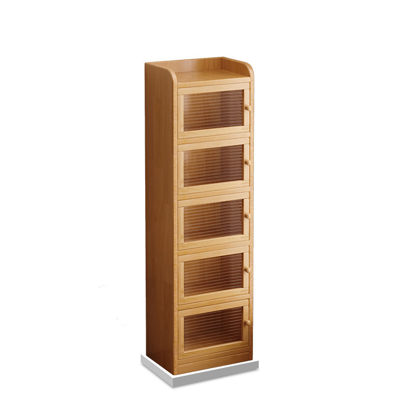 Modern Minimalist Solid Wood Acrylic Rectangular Storage Cabinet 6-Tier For Living Room