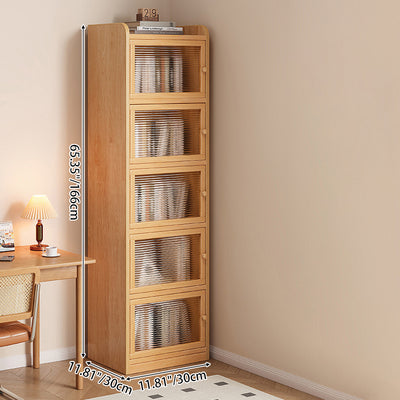 Modern Minimalist Solid Wood Acrylic Rectangular Storage Cabinet 6-Tier For Living Room