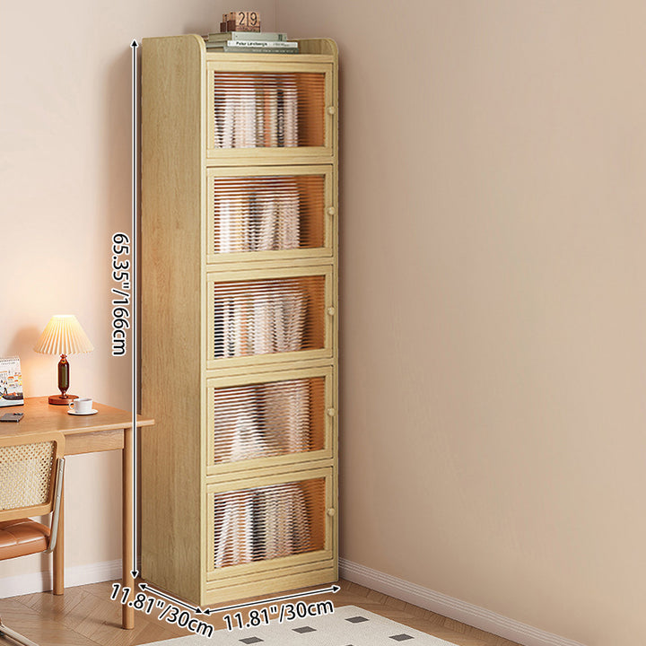 Modern Minimalist Solid Wood Acrylic Rectangular Storage Cabinet 6-Tier For Living Room