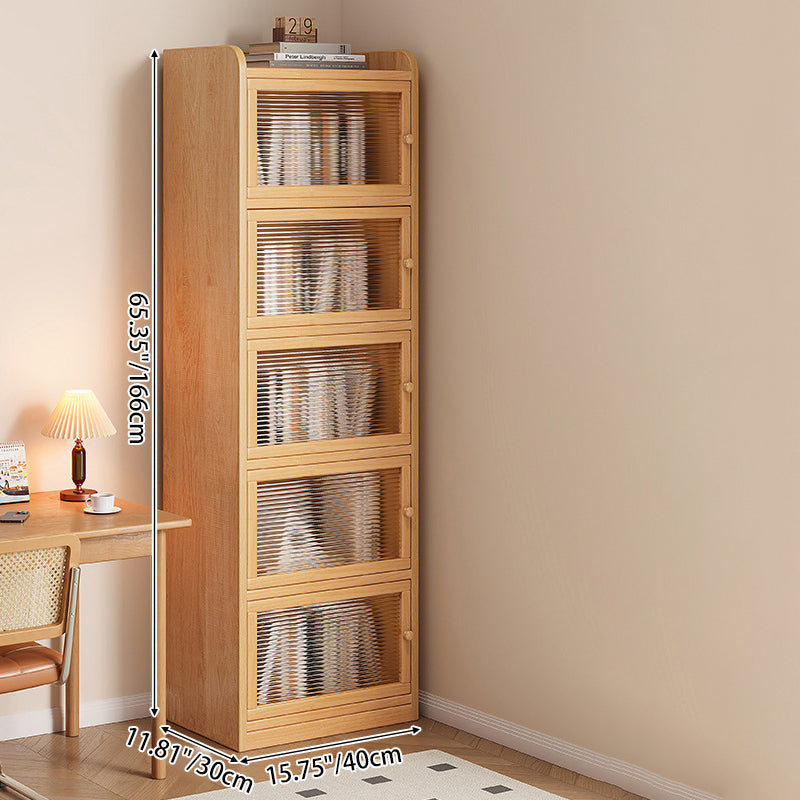 Modern Minimalist Solid Wood Acrylic Rectangular Storage Cabinet 6-Tier For Living Room