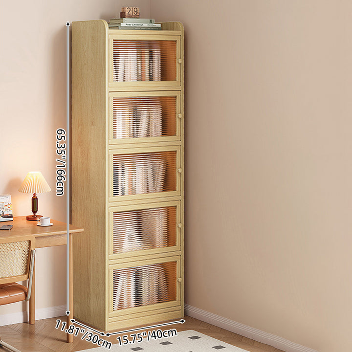 Modern Minimalist Solid Wood Acrylic Rectangular Storage Cabinet 6-Tier For Living Room