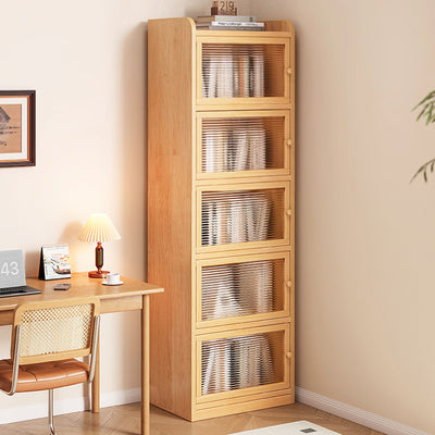 Modern Minimalist Solid Wood Acrylic Rectangular Storage Cabinet 6-Tier For Living Room