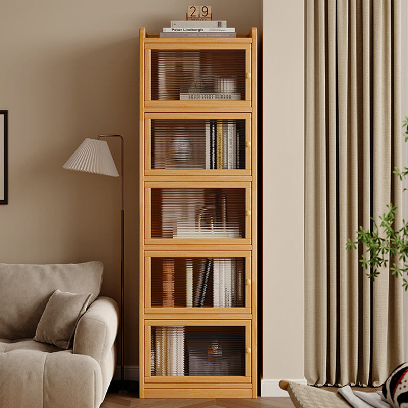 Modern Minimalist Solid Wood Acrylic Rectangular Storage Cabinet 6-Tier For Living Room