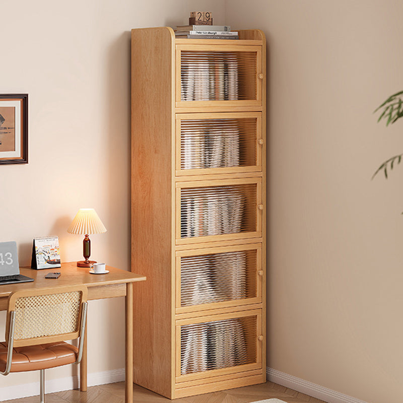 Modern Minimalist Solid Wood Acrylic Rectangular Storage Cabinet 6-Tier For Living Room