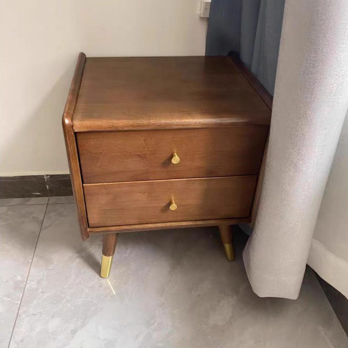 Table de chevet carrée traditionnelle vintage en bois d&
