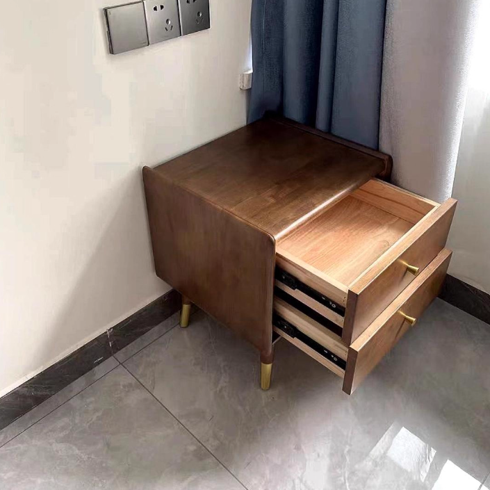 Table de chevet carrée traditionnelle vintage en bois d&